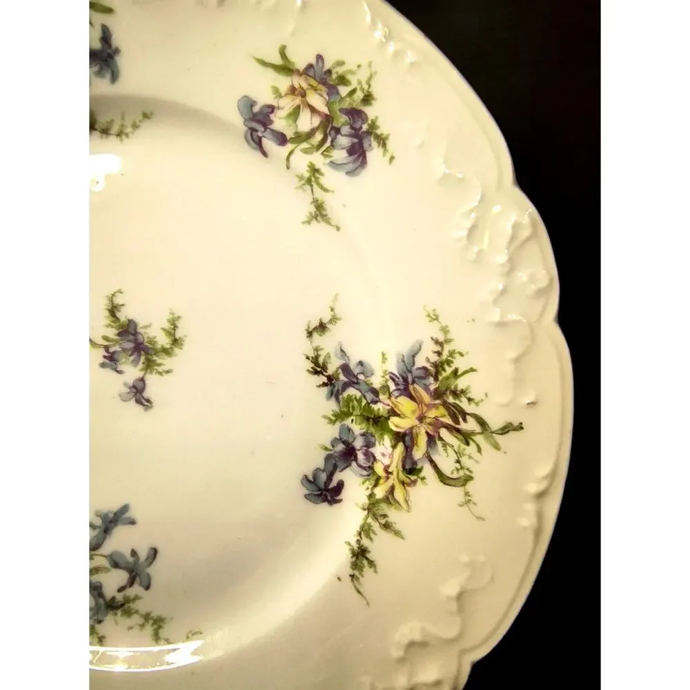 1907.  Porcelain Bread or Dessert Plate Haviland Limoges France Blue Purple